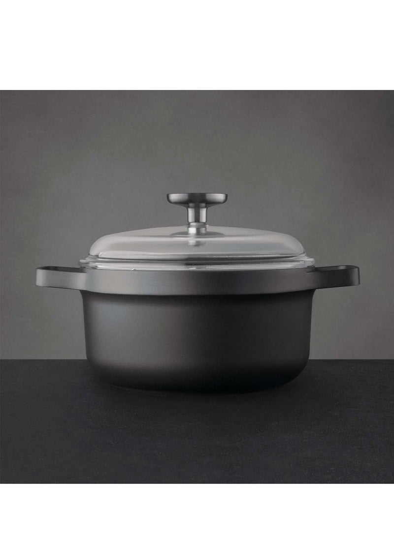Berghoff Berghoff Gem Aluminium Casserole With Lid Suitable for all hobs, including induction Black/Clear 20centimeter 2.8 ltr  - Image 3