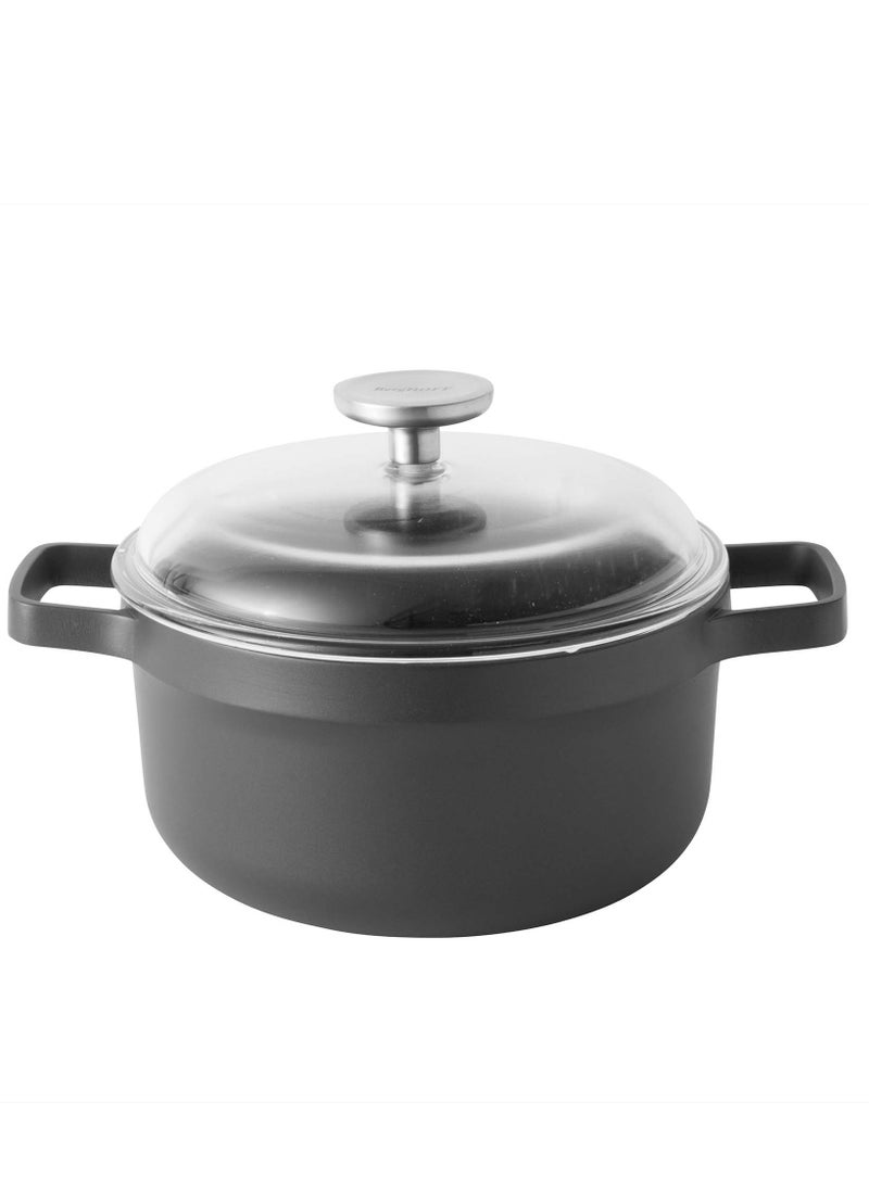 Berghoff Berghoff Gem Aluminium Casserole With Lid Suitable for all hobs, including induction Black/Clear 20centimeter 2.8 ltr  - Image 1