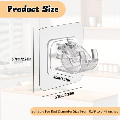 siktorrwd 10PCS No Drill Curtain Rod Brackets, Nail-Free Self-Adhesive Curtain Rod Hooks, Multi-Purpose Adjustable Curtain Rod Hooks for Home, Kitchen, Bathroom(Transparent) - Image 2