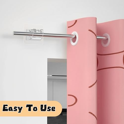 siktorrwd 10PCS No Drill Curtain Rod Brackets, Nail-Free Self-Adhesive Curtain Rod Hooks, Multi-Purpose Adjustable Curtain Rod Hooks for Home, Kitchen, Bathroom(Transparent) - Image 4