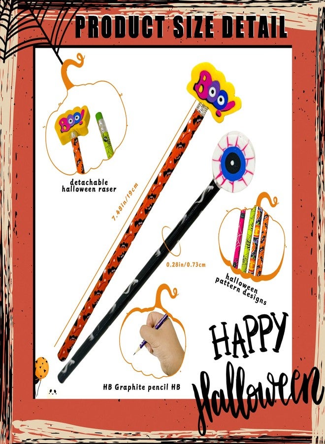 JXITON 24pcs Halloween Pencils with Eraser Toppers Ghost Pumpkin Wooden Pencils for Halloween Goodie Bag Fillers Supply - Image 2