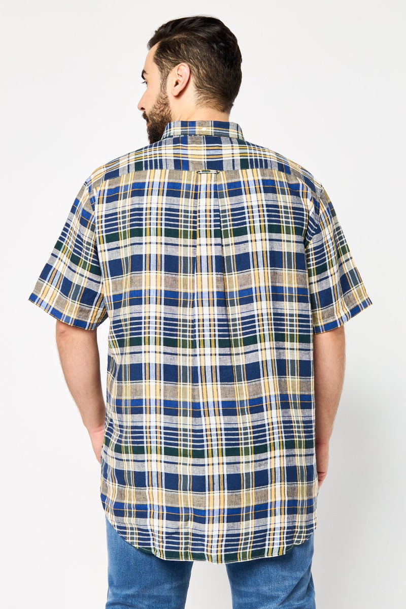 Men Regular Fit Plaid Short Sleeves Casual Shirt, Multicolor