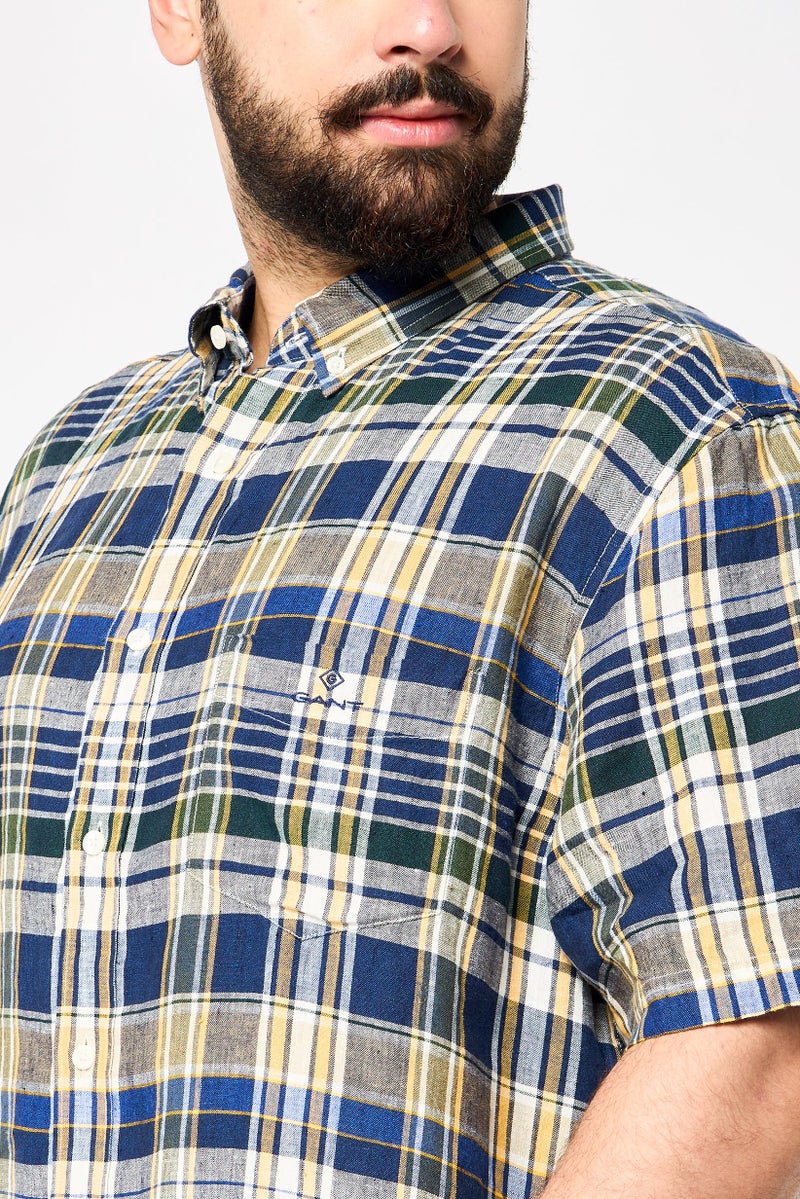 Men Regular Fit Plaid Short Sleeves Casual Shirt, Multicolor