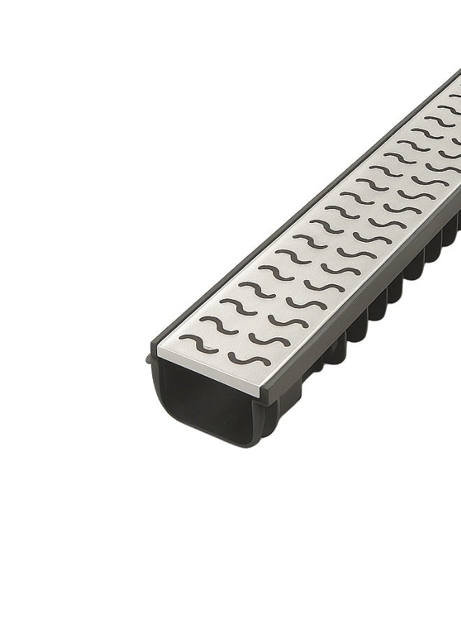 Dakota Floor Channel Grating | Stainless Steel Drainage Channel Gratting with Plastic Bottom Trunch for Kitchen, Water Rain Storm, Wet Room, Garden and  all Indoor and Out Door Spaces (1Mtr Length ) 100x10 Poly Plastic and Stainless Steel Grating, Loading A-125(1.5 Ton)-Made in Italy - Image 3