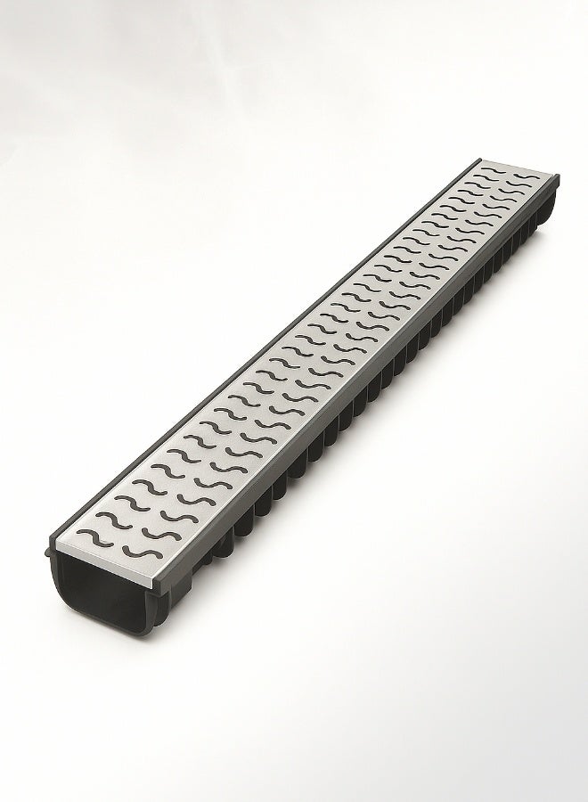 Dakota Floor Channel Grating | Stainless Steel Drainage Channel Gratting with Plastic Bottom Trunch for Kitchen, Water Rain Storm, Wet Room, Garden and  all Indoor and Out Door Spaces (1Mtr Length ) 100x10 Poly Plastic and Stainless Steel Grating, Loading A-125(1.5 Ton)-Made in Italy - Image 2