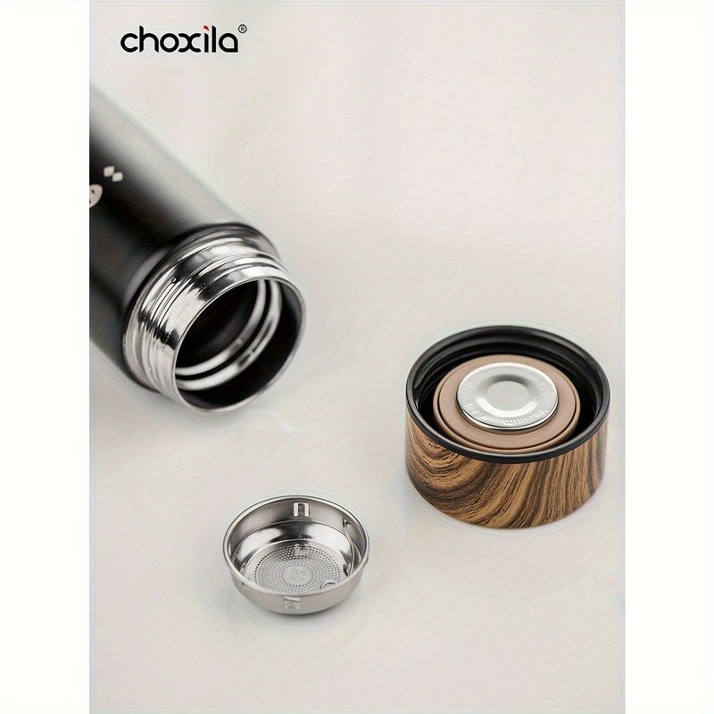 3 Piece Coffee Thermos Set Black Includes Two Double Layer Cups Wood Grain Lid Gift Boxed Set - Image 4