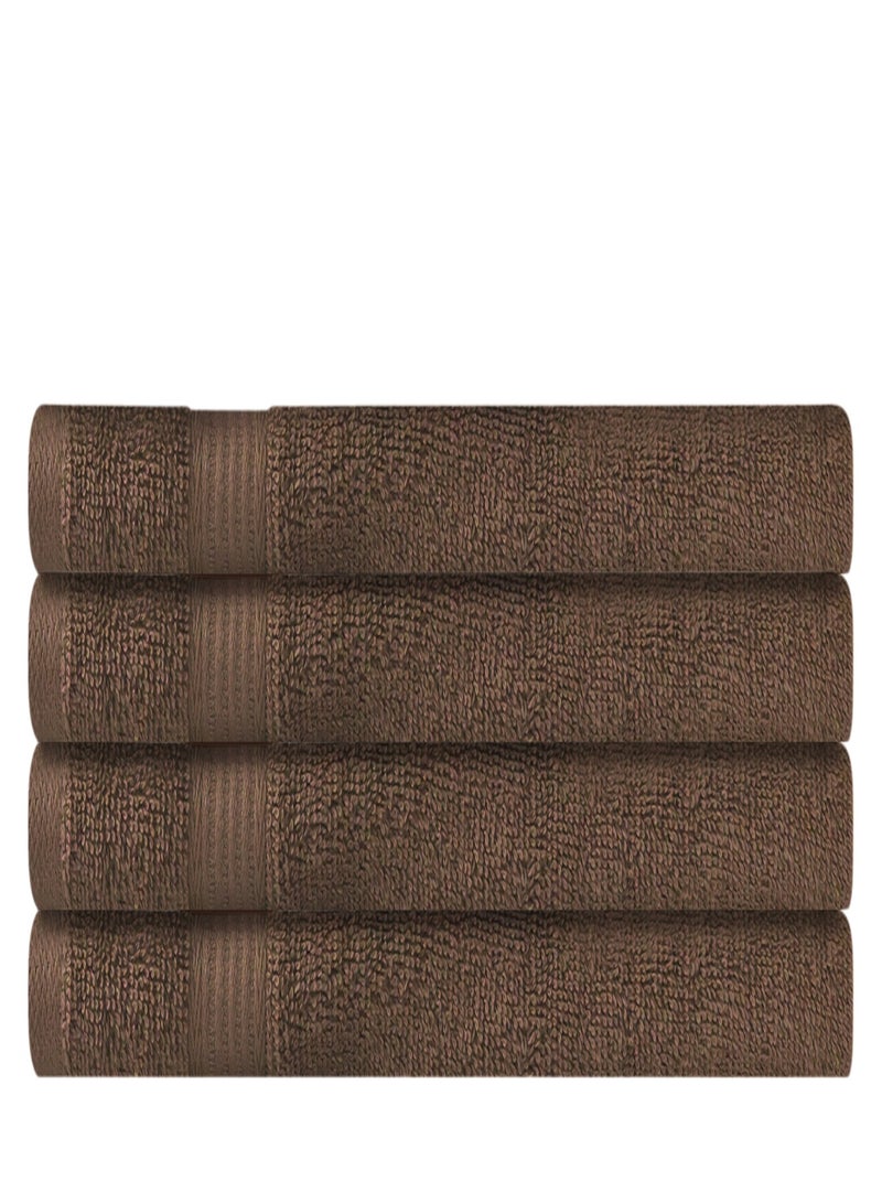REZLAN UAE REZLAN Premium 4-Piece Hand Towel Set - 100% Cotton (40×60 cm/16×24 in) - Soft & Absorbent - P.BROWN - Image 1