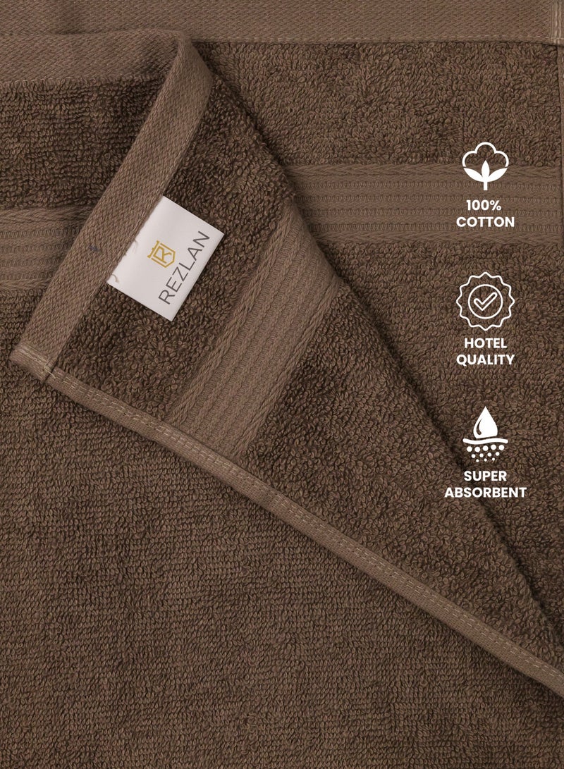 REZLAN UAE REZLAN Premium 4-Piece Hand Towel Set - 100% Cotton (40×60 cm/16×24 in) - Soft & Absorbent - P.BROWN - Image 5