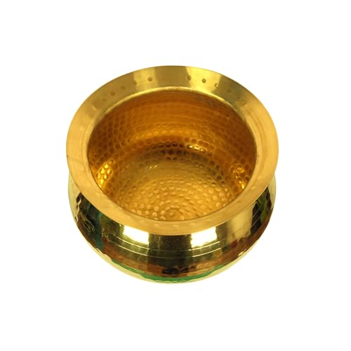 HOKOYA Brass Handi for Cooking (5 Litre Water Capacity) | Mirror Finish Bowl | Light Weight Brass Cookware | Utensils for Kitchen Cooking Pot | Indian Kitchenware | Gift for Home Chefs - Image 1