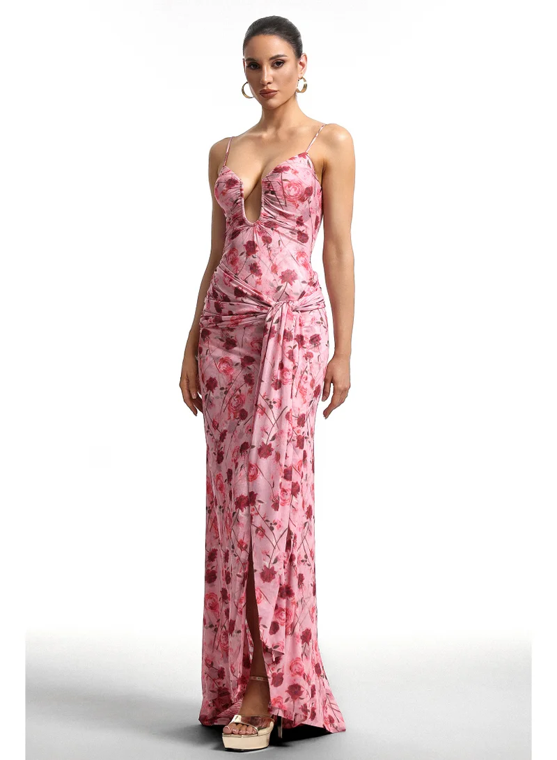 Bella Barnett Moto Pink Floral Print Cami Maxi Dress