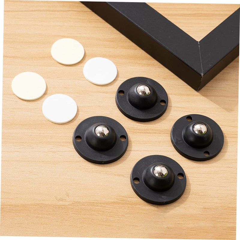 عجلات دوارة من كرات الصلب الدوارة مجموعة لاصقة لصناديق التخزين أسود 4 قطع - Image 3