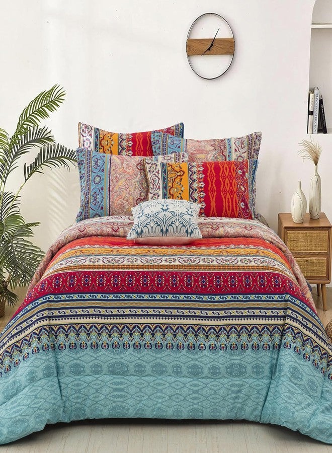 Goodidea Striped Bohemian Comforter Set Queen Size 3 Pieces Boho Hippie Geometric Bedding Set Soft Breathable Reversible Microfiber Boho Comforter with 2 Pillowcases(20"x26") - Image 2