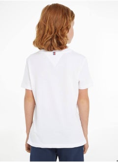 TOMMY HILFIGER Boys' Essential Organic Cotton T-Shirt, White  - Image 4