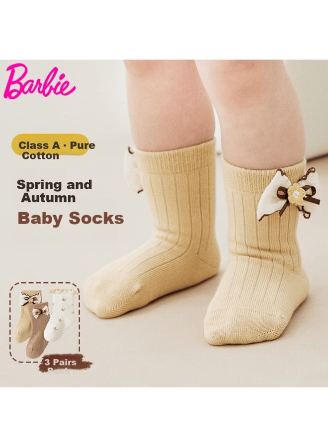 Barbie Baby Socks Cotton Floor Socks Seamless Short Socks For Newborns 1-3 Years Old Mid-calf Socks For Spring Autumn Winter Girls - Image 1