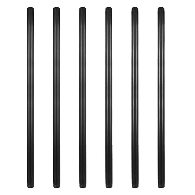 GeilSpace 6 Pack 3/4" Ã— 36" Pre-Cut Black Metal Pipe, Industrial Steel Fits Standard Three Quarters Inch Black Threaded Pipes and Fittings - Vintage DIY Industrial Shelving (3/4" Ã— 36")