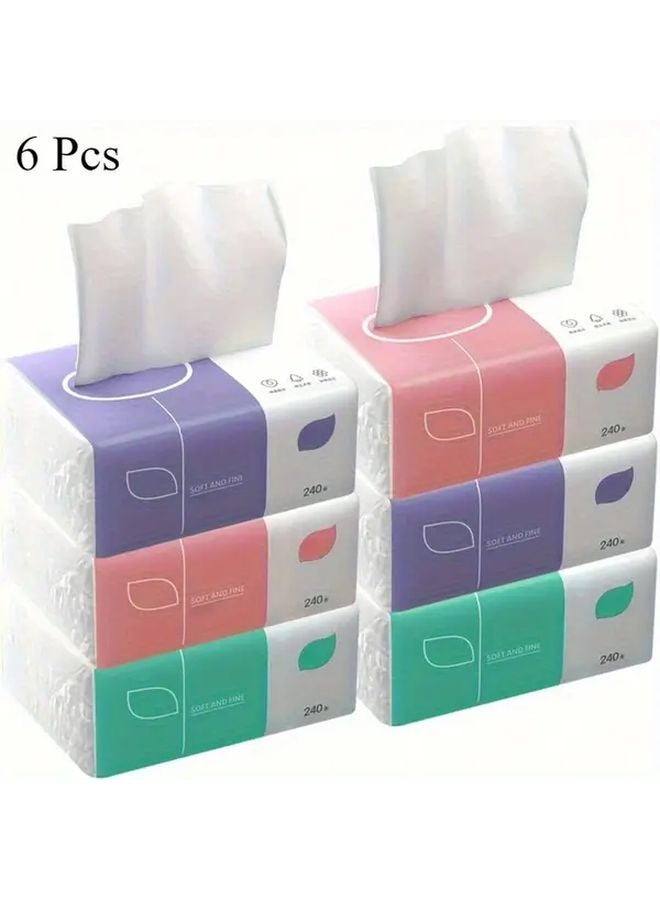 6 عبوات مناديل وجه ورقية عشوائية الألوان مناشف يد محمولة للمنزل المكتب السفر - Image 1