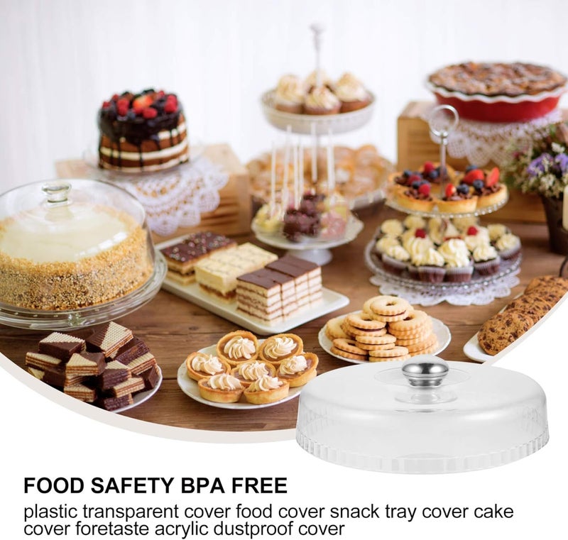 cheekyglo Clear Cake Cover Plastic with Metal Handle Cupcake Pastry and Pie Server with Dome Clear Cover for Home Baking Cake Dessert Display Platter Cover - Image 3