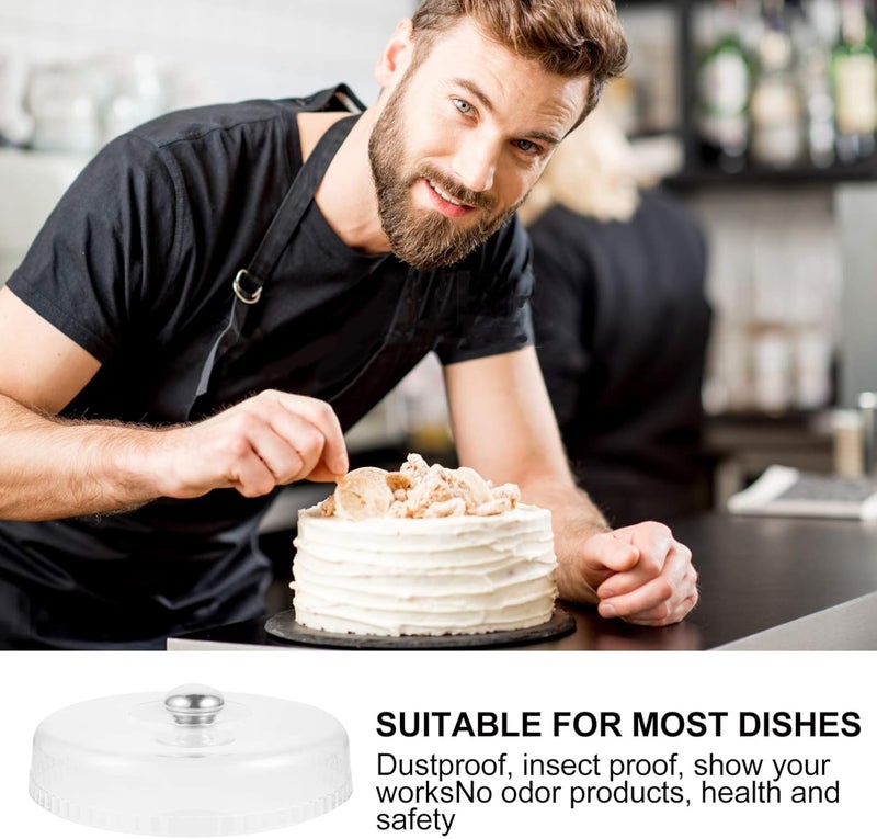 cheekyglo Clear Cake Cover Plastic with Metal Handle Cupcake Pastry and Pie Server with Dome Clear Cover for Home Baking Cake Dessert Display Platter Cover - Image 2