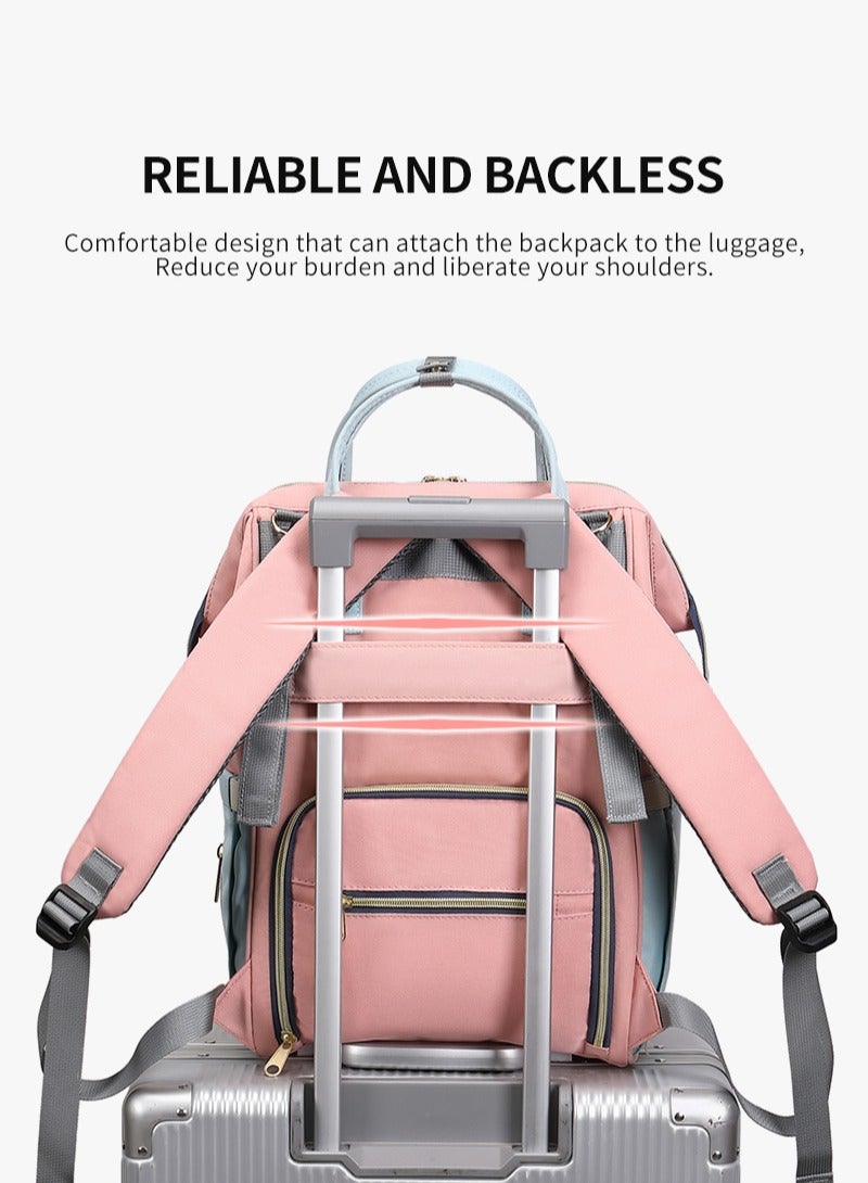 139 Baby Maternity Diaper Waterproof Multifunctional large capacity backpack bag with USB Charging output - Black