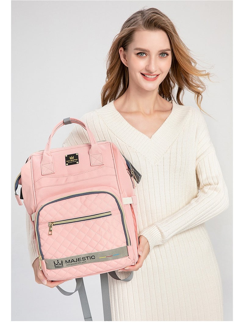 139 Baby Maternity Diaper Waterproof Multifunctional large capacity backpack bag with USB Charging output - Black