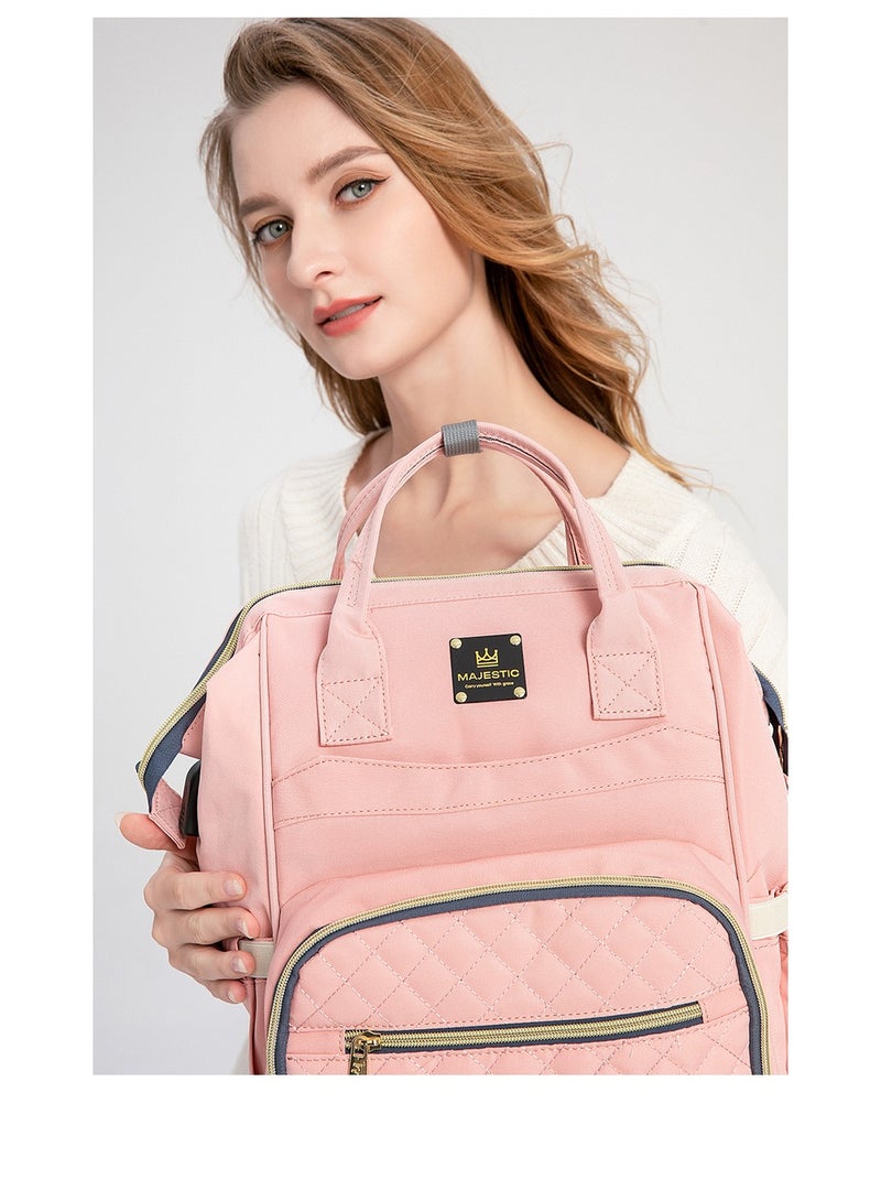 139 Baby Maternity Diaper Waterproof Multifunctional large capacity backpack bag with USB Charging output - Black