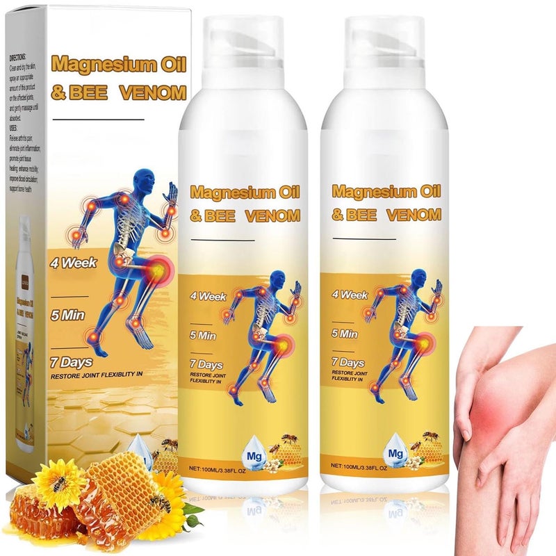 Magnesium Oil Bee Venom Joint Spray Professional Magnesium Joint Oil 352 OZ Bee Venom Joint and Bone Spray for Back Knee Hands Neck 2 PCS