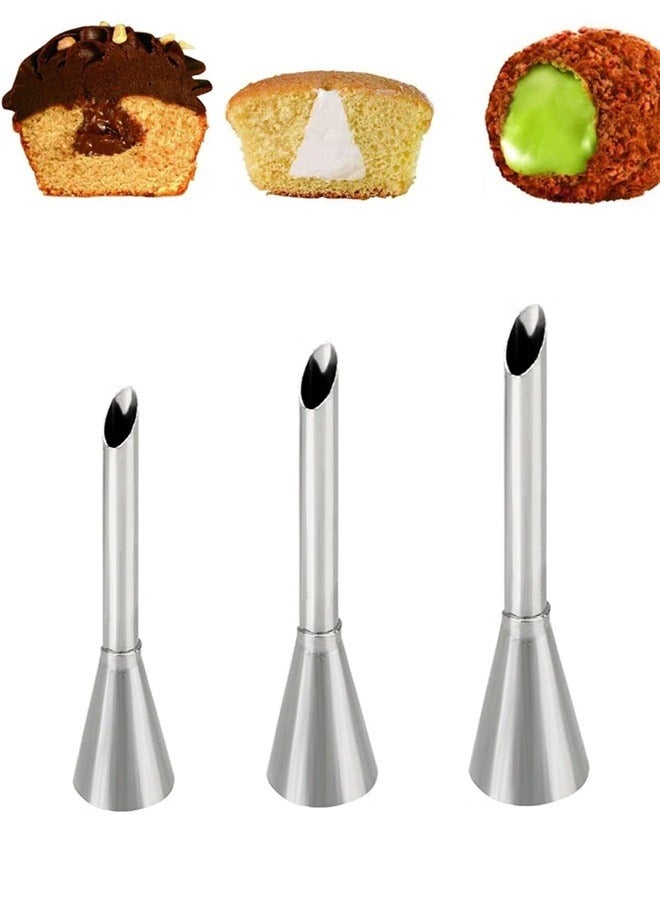 Piping Tips for Filling Donuts Doughnuts Cupcakes,Donut Filler Tip,Bismark Pastry Tip,Long Puff Cream Filling Tip,3 Pcs - Image 1