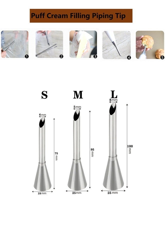 Piping Tips for Filling Donuts Doughnuts Cupcakes,Donut Filler Tip,Bismark Pastry Tip,Long Puff Cream Filling Tip,3 Pcs - Image 3