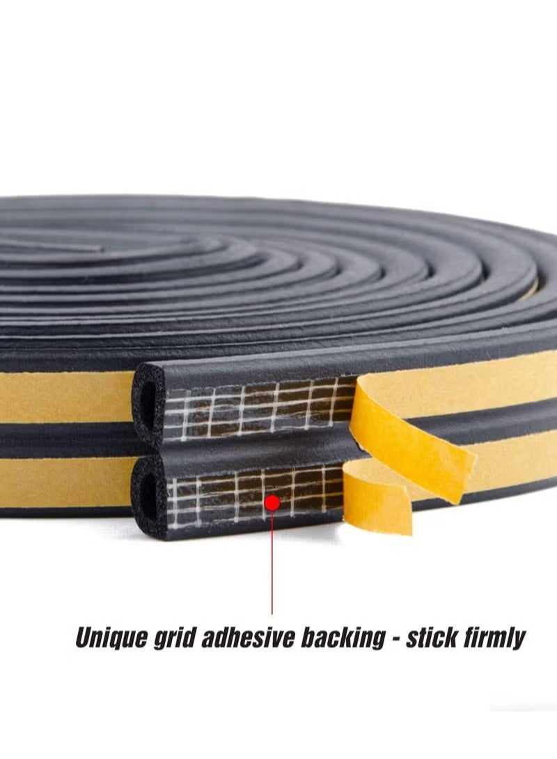 شريط لاصق ذاتي بطول 5 أمتار لإغلاق أسفل الباب، مانع لتيارات الهواء في الأبواب والنوافذ، مانع تسرب رغوي للطقس، شريط رغوي عازل للصوت لتجنب الاصطدام أسفل الباب (نوع D، أسود) - Image 2