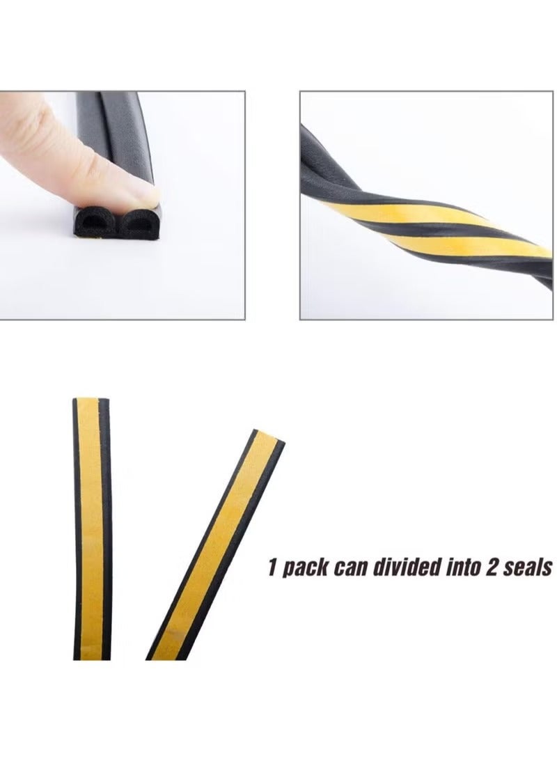 شريط لاصق ذاتي بطول 5 أمتار لإغلاق أسفل الباب، مانع لتيارات الهواء في الأبواب والنوافذ، مانع تسرب رغوي للطقس، شريط رغوي عازل للصوت لتجنب الاصطدام أسفل الباب (نوع D، أسود) - Image 3