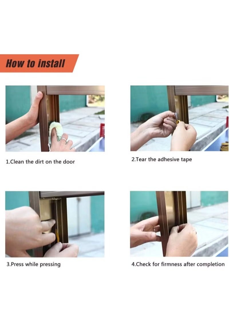 شريط لاصق ذاتي بطول 5 أمتار لإغلاق أسفل الباب، مانع لتيارات الهواء في الأبواب والنوافذ، مانع تسرب رغوي للطقس، شريط رغوي عازل للصوت لتجنب الاصطدام أسفل الباب (نوع D، أسود) - Image 5