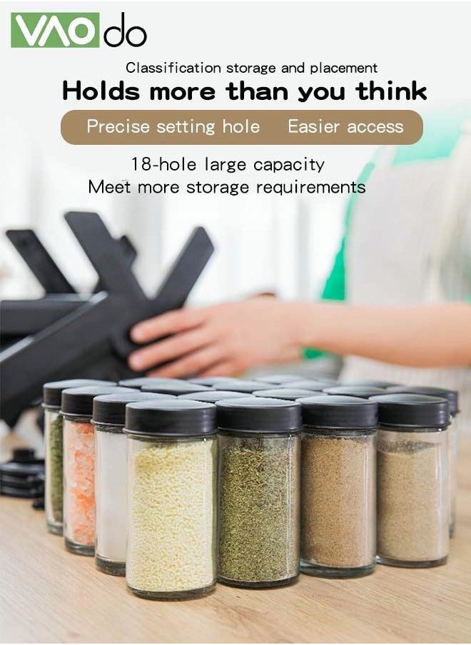 VAOdo - 19PCS Seasoning Jar Set with 18 Seasoning Jars 360° Rotation Easy Access Salt Cellar Seasoning Rack - Image 1