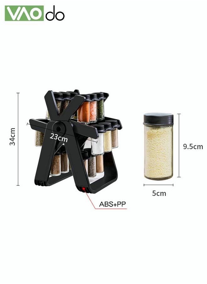VAOdo - 19PCS Seasoning Jar Set with 18 Seasoning Jars 360° Rotation Easy Access Salt Cellar Seasoning Rack - Image 1