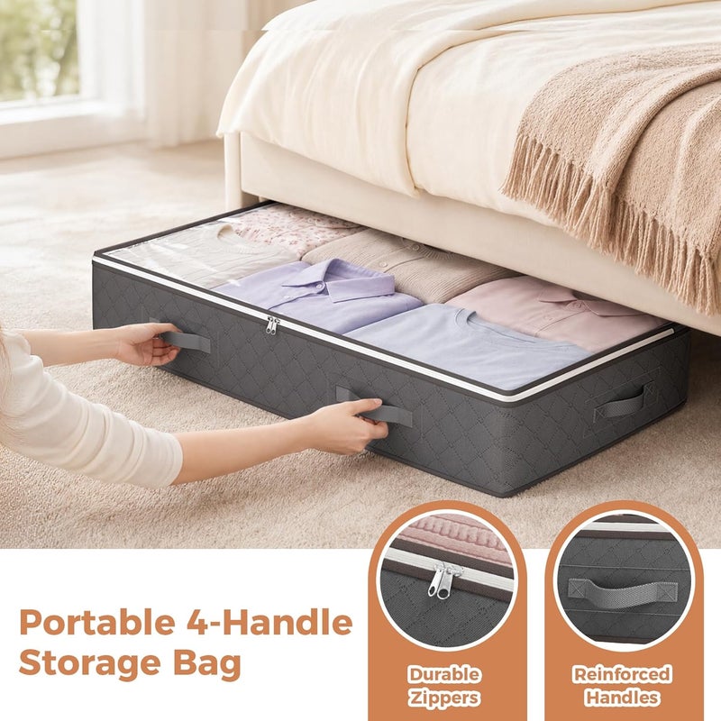 Budding Joy 90L Under Bed Storage Containers, Closet Organizers and Storage Bins, Foldable Underbed Storage Bags for Linen Sheets, Blanket, Clothing, Comforter, Sweaters, Pillows, Wrapping Paper, Grey - Image 4