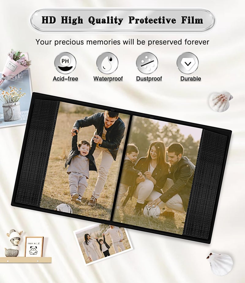 Ejblfe Photo Album 4x6,Linen Cover Slide-in Photo Album Book Can Holds 100 4x6 Photos with 50 Black Sheets for Family,Wedding,Baby and Holiday Pictures (Black) - Image 4
