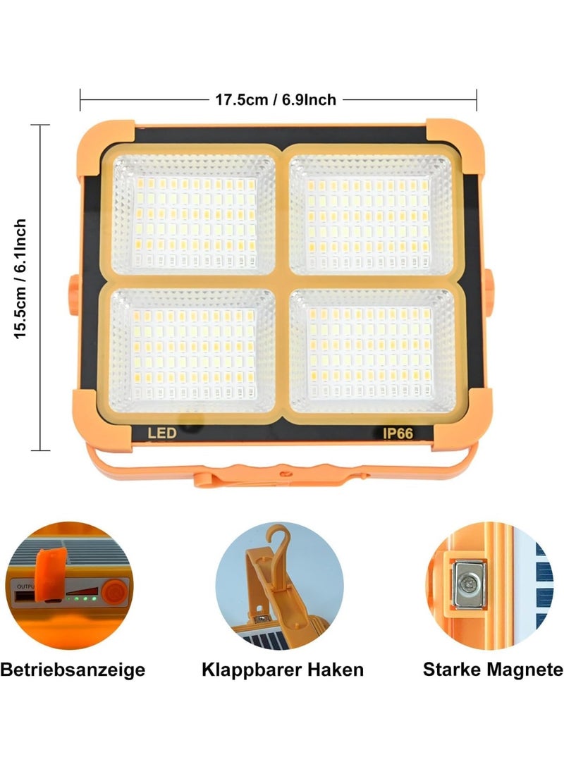بلومنغ تايم مصباح LED يعمل بالطاقة الشمسية خارجي، مصباح عمل قابل لإعادة الشحن 100 وات، محمول 12000 مللي أمبير/ساعة 10000 لومن مع سطوع مستمر، مصباح أرضي قابل لإعادة الشحن في موقع العمل لإضاءة الطوارئ عند انقطاع التيار الكهربائي - Image 2