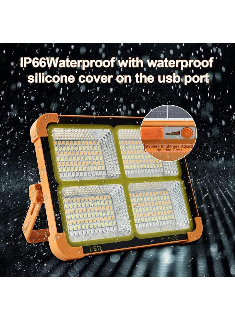 بلومنغ تايم مصباح LED يعمل بالطاقة الشمسية خارجي، مصباح عمل قابل لإعادة الشحن 100 وات، محمول 12000 مللي أمبير/ساعة 10000 لومن مع سطوع مستمر، مصباح أرضي قابل لإعادة الشحن في موقع العمل لإضاءة الطوارئ عند انقطاع التيار الكهربائي - Image 3