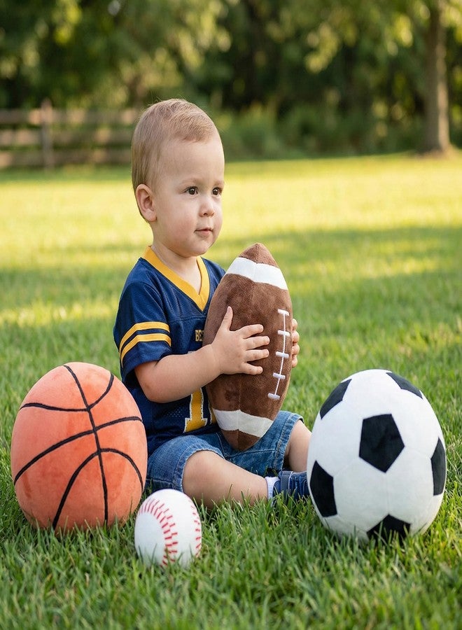 WEIGEDU Full Size Plush Sports Balls Set - 4-Piece Soft Toy Balls for Kids and Toddlers, Includes Football, Basketball, Soccer Ball & Baseball - Indoor Play, Nursery Décor, Gift for Boys and Girls - Image 3