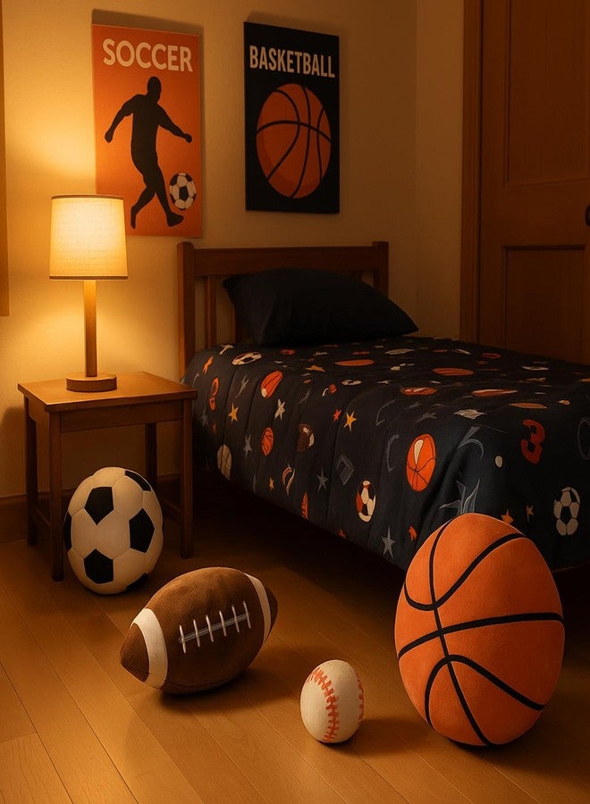 WEIGEDU Full Size Plush Sports Balls Set - 4-Piece Soft Toy Balls for Kids and Toddlers, Includes Football, Basketball, Soccer Ball & Baseball - Indoor Play, Nursery Décor, Gift for Boys and Girls - Image 5