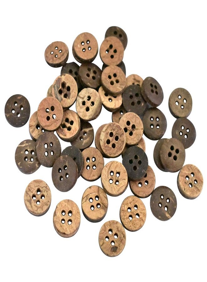 EmbroideryMaterial 72 Pieces Wooden Buttons for Clothes, Shirt Buttons for Men & Women, Coconut Shell 4 Holes Round Wooden Buttons for Kurta, Kurtis, Crafts, Sewing & Embroidery (1CM Wide) - Image 1