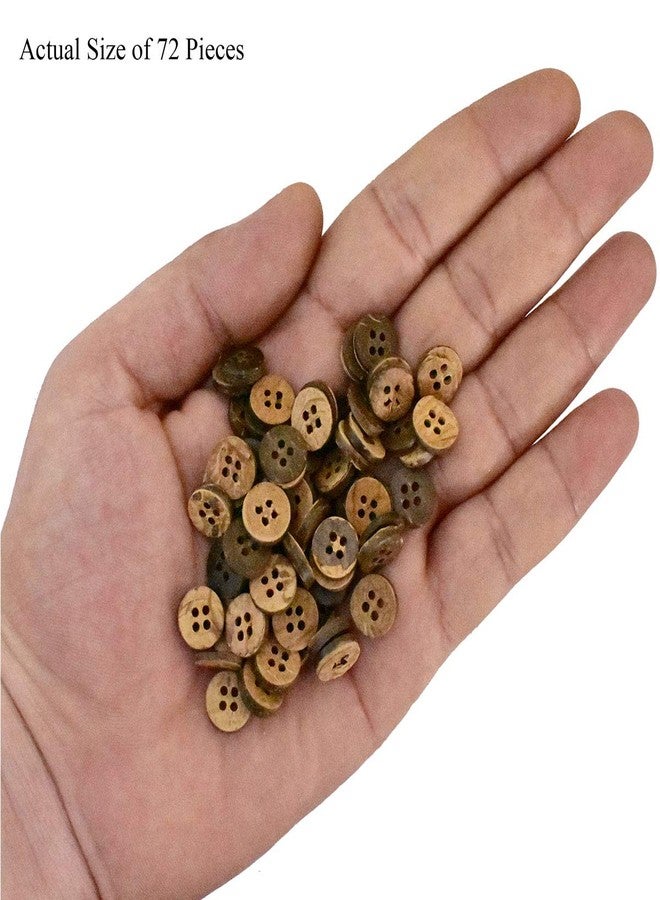 EmbroideryMaterial 72 Pieces Wooden Buttons for Clothes, Shirt Buttons for Men & Women, Coconut Shell 4 Holes Round Wooden Buttons for Kurta, Kurtis, Crafts, Sewing & Embroidery (1CM Wide) - Image 3