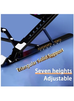 XiuWoo Portable Height Adjustable RGB Laptop Stand, Computer Riser Holder, Heat Dissipation Cooling Pad with Dual Cooling Fan, Anti-Slip Pads Compatible, LED Light for 11-17.3inch Notebook  - Image 5