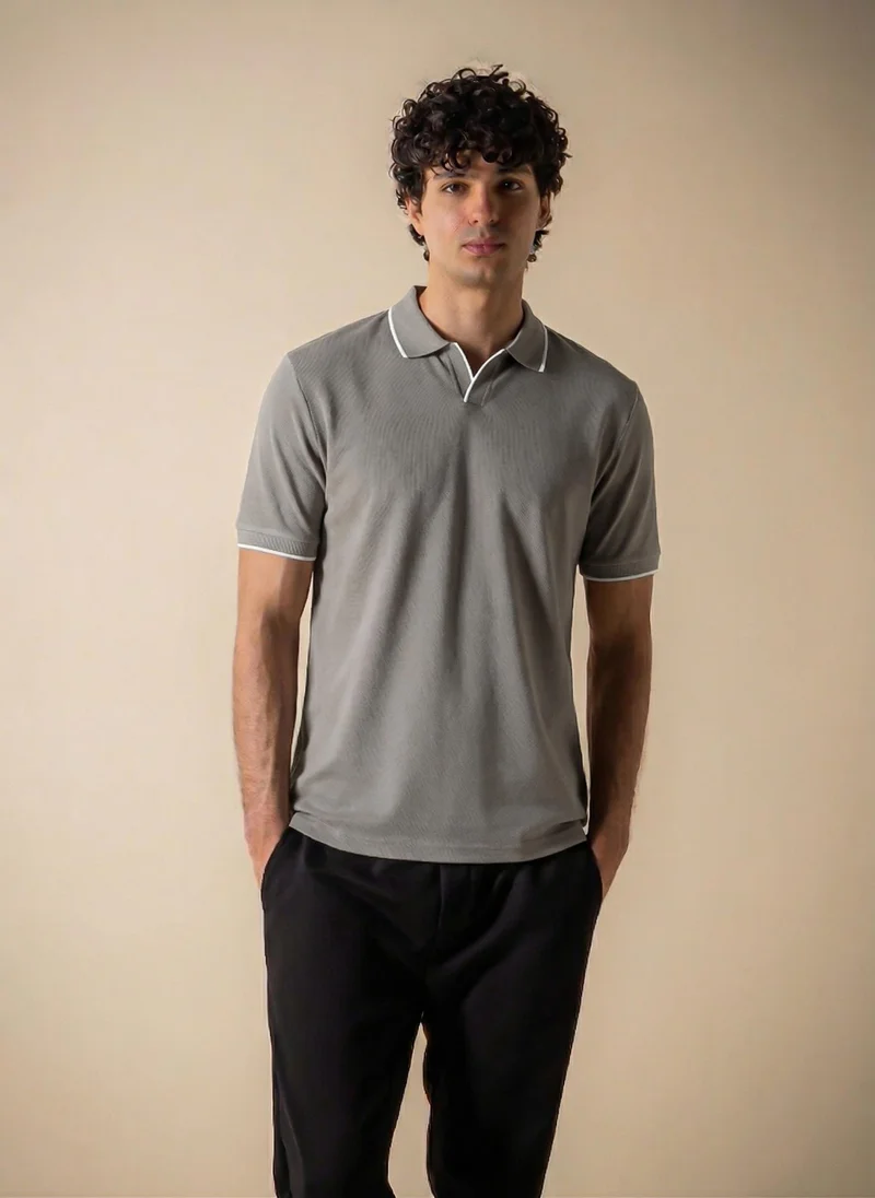 شايبس CONTRAST RIB KNIT POLO SHIRT