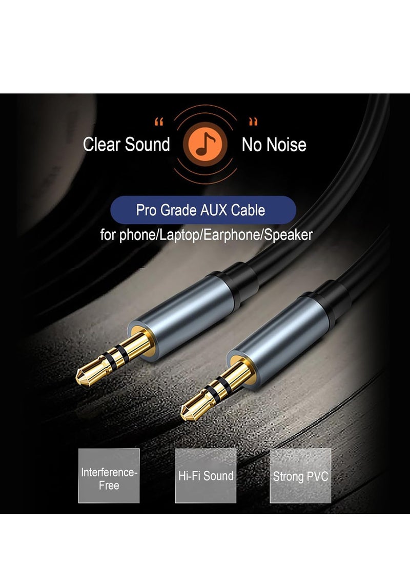 برو واحد كابل صوت ProOne 3.5 ملم كابل Aux 1 متر مضفر ذكر إلى ذكر مقبس مساعد ستيريو متوافق مع iPhone وiPad والهواتف الذكية Samsung والأجهزة اللوحية وأجهزة ستريو المنزلية للسيارة ومكبر صوت Beats Bose Sony  - Image 5