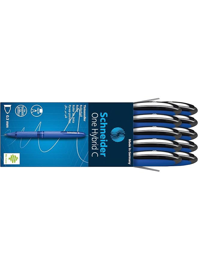 Schneider One Hybrid C Rollerball Pen 0.3 Mm Hybrid Conical Tip Light Blue Barrel Black Ink Box Of 10 Pens 183101 - Image 1
