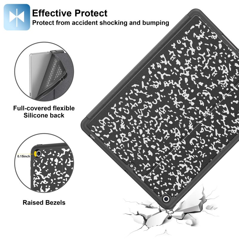 Supveco Case for iPad 9th/8th/7th Generation 10.2 inch (2021/2020/2019 Model) with Pencil Holder, Premium Folio Stand Case with Auto Wake/Sleep,Soft TPU Back Shell Cover for iPad 10.2 Inch-Book Black - Image 5