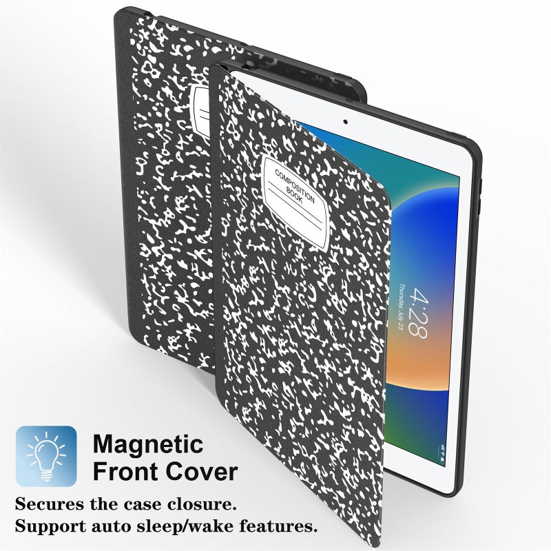 Supveco Case for iPad 9th/8th/7th Generation 10.2 inch (2021/2020/2019 Model) with Pencil Holder, Premium Folio Stand Case with Auto Wake/Sleep,Soft TPU Back Shell Cover for iPad 10.2 Inch-Book Black - Image 4