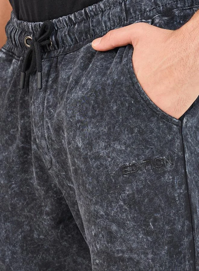 Styli Slim Fit Washed Joggers with Tonal Embroidery Detail