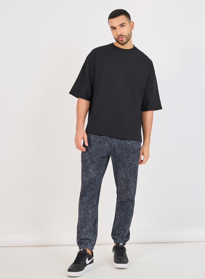 Styli Slim Fit Washed Joggers with Tonal Embroidery Detail - Image 2