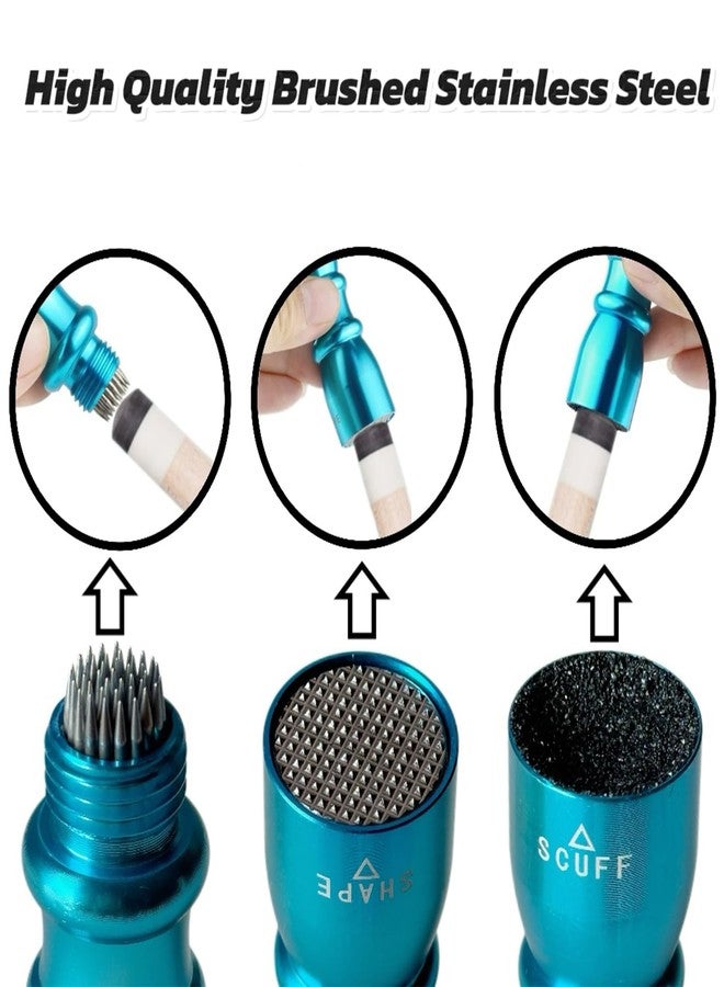 Sinkkuma 3 in 1 Pool Cue Tip Shapers,Red,Blue or Black Cue Tip Maintenance Tool,Tool Leather Bag,Pool Cue Tool,Billiard Pool Cue Accessories (Black) - Image 2
